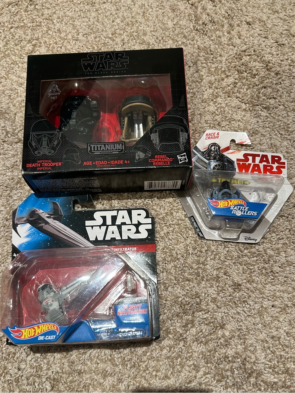 Star Wars 3pc lot Disney Hot Wheels Hasbro